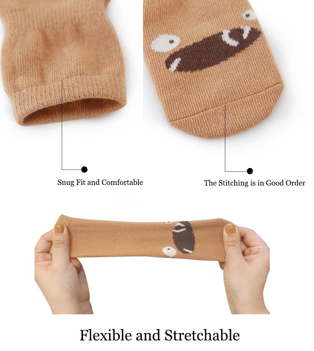 Exegawe Toddler Non Slip Socks, Cute Baby Socks With Grips Crew Socks 5 Pairs(B-5 Mix Colors,M)