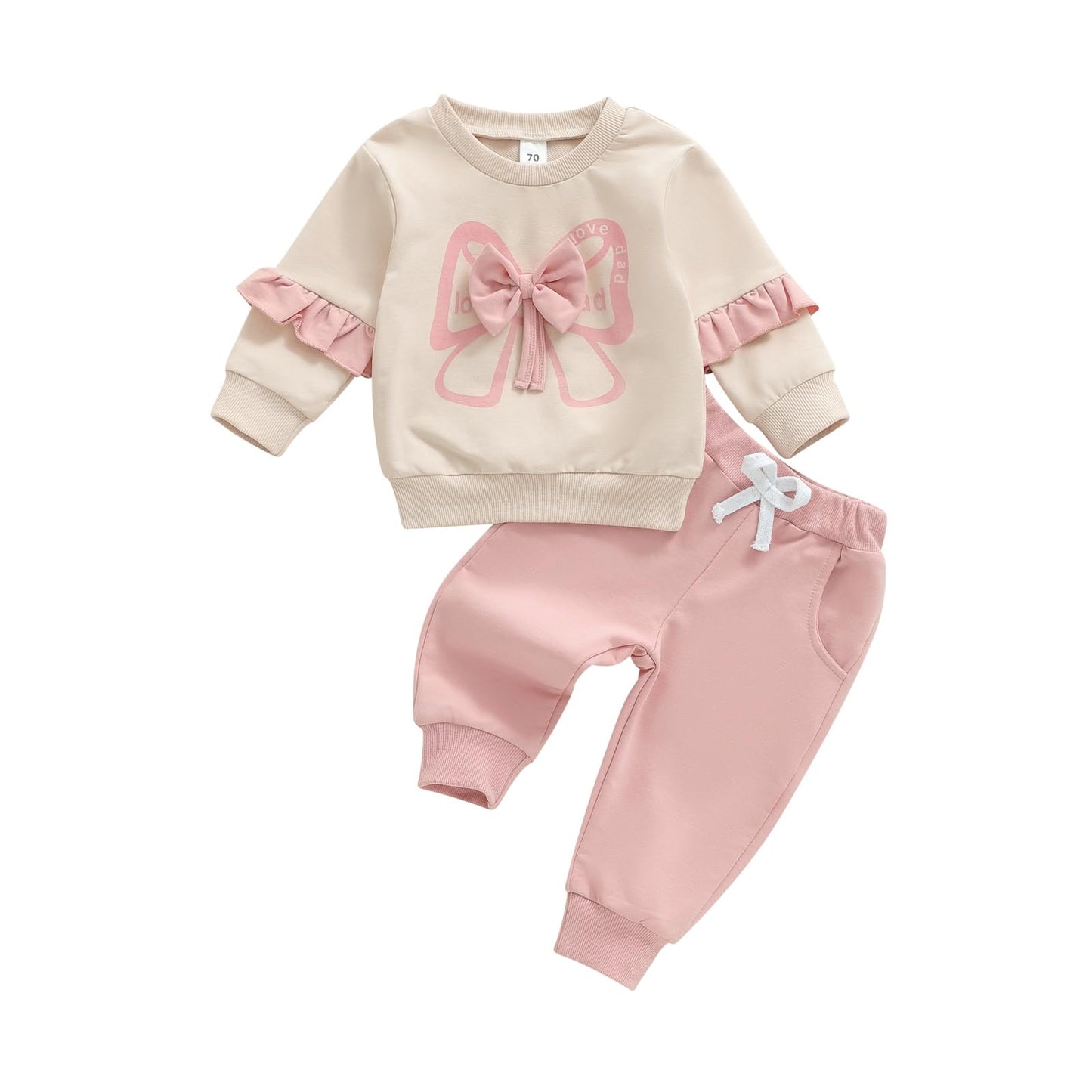 BULINGNA Toddler Newborn Baby Girl Fall Winter Clothes Bowknot Sweatshirt Outfits Long Sleeve Tops Pant Outfit Sweatsuit Set (Pi