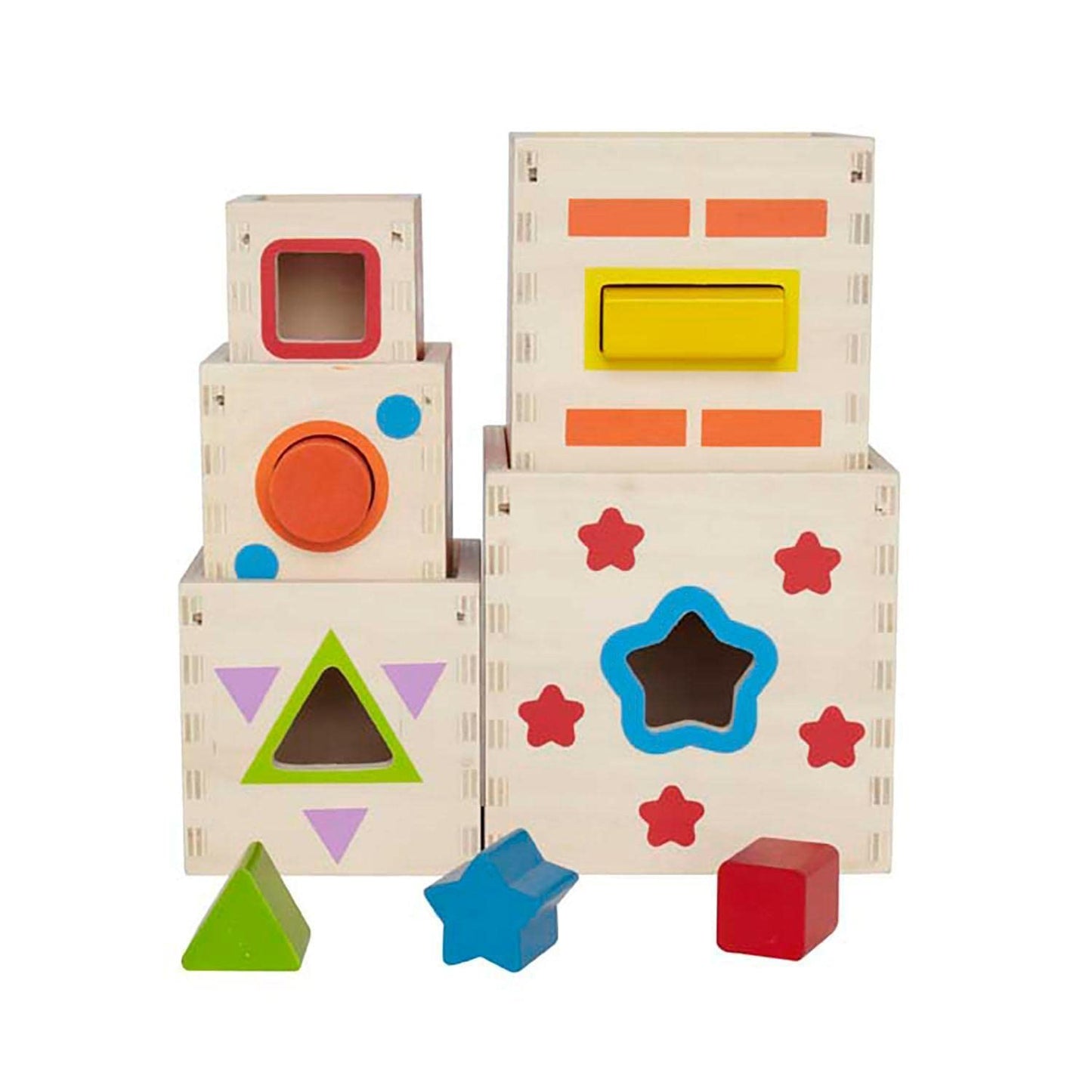 Hape Pyramid of Play Wooden Toddler Wooden Nesting Blocks Set, L: 5.5, W: 5.5, H: 5.5 inch