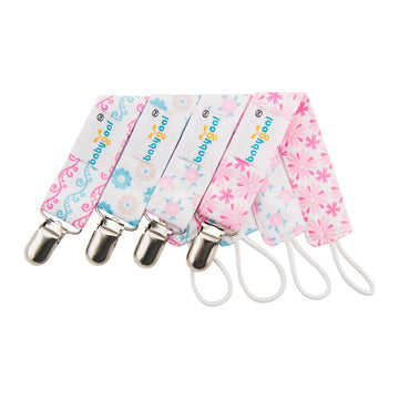 Babygoal Baby Girl Pacifier Clips With Pacifier Case, 4 Pack Metal Teething Clips & Pacifier Clips For Boys And Girls Fits Most
