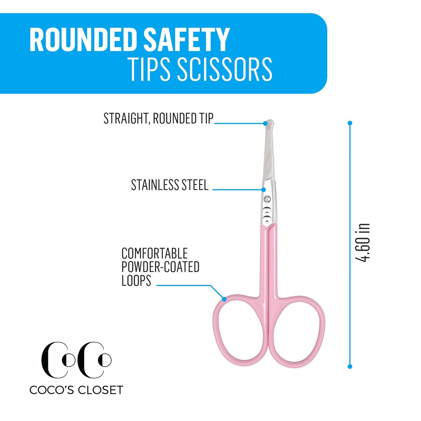 Cocos Safety Baby Nail Scissors, Baby Nail Clippers For Fingernail And Toenails, Small Scissors For Toddlers, Infant, Adults And