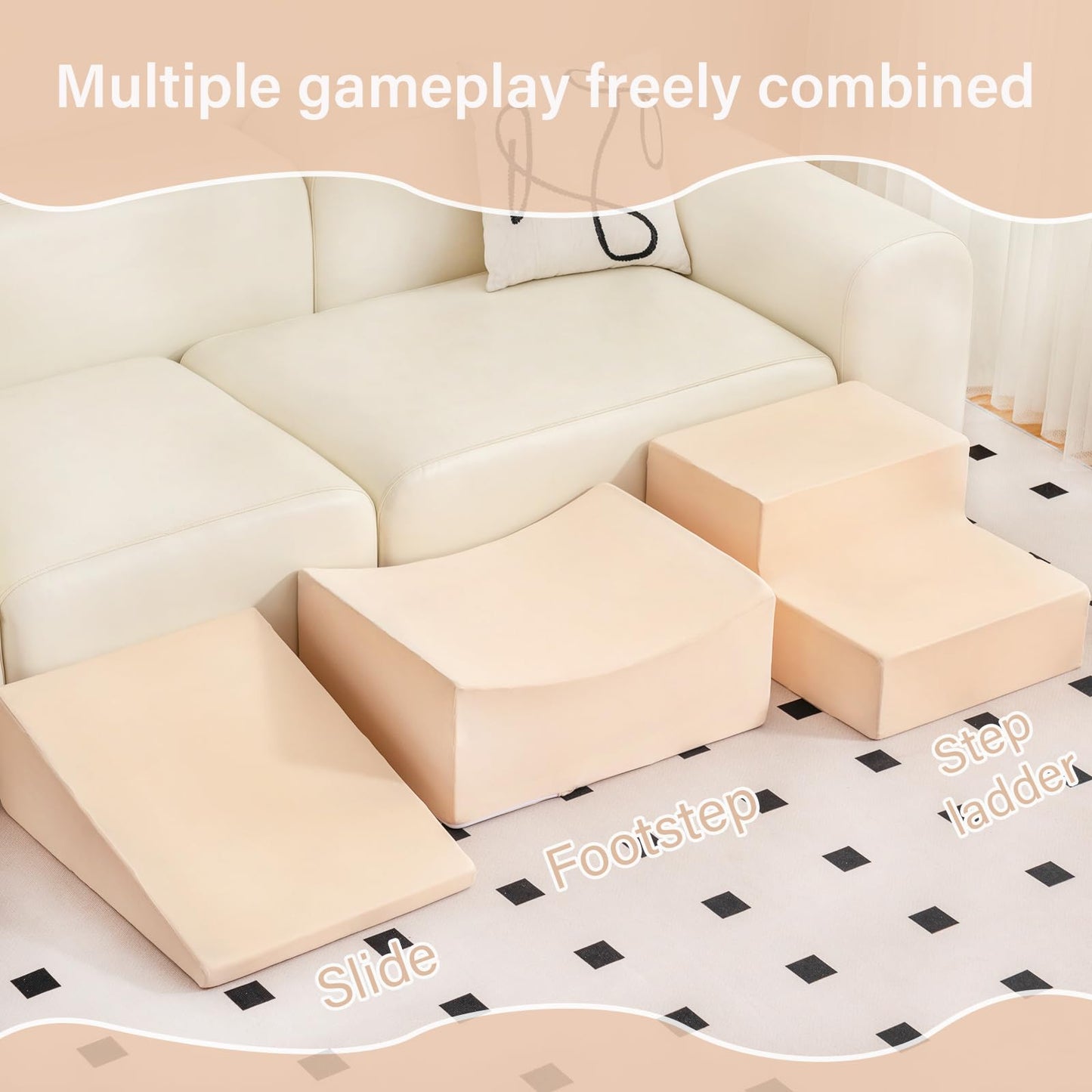 Tiita Foam Climbing Blocks With Small Ball Pit Playground For Baby, Climb And Crawl Playset 5-Piece - Indoor Soft Play Climber F