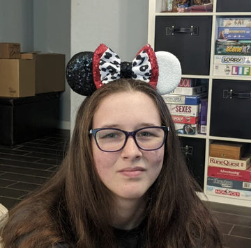 Clgift Cruella Minnie Ears,Pick Your Color, Iridescent Minnie Ears, Silver Gold Blue Minnie Ears, Rainbow Sparkle Mouse Ears,Cla