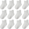 Aroveea Non Slip Grip Ankle Baby Socks 3-5 Years Old White For Toddler Boys And Girls Kids Socks 12 Pack, Cute Cotton Baby Socks