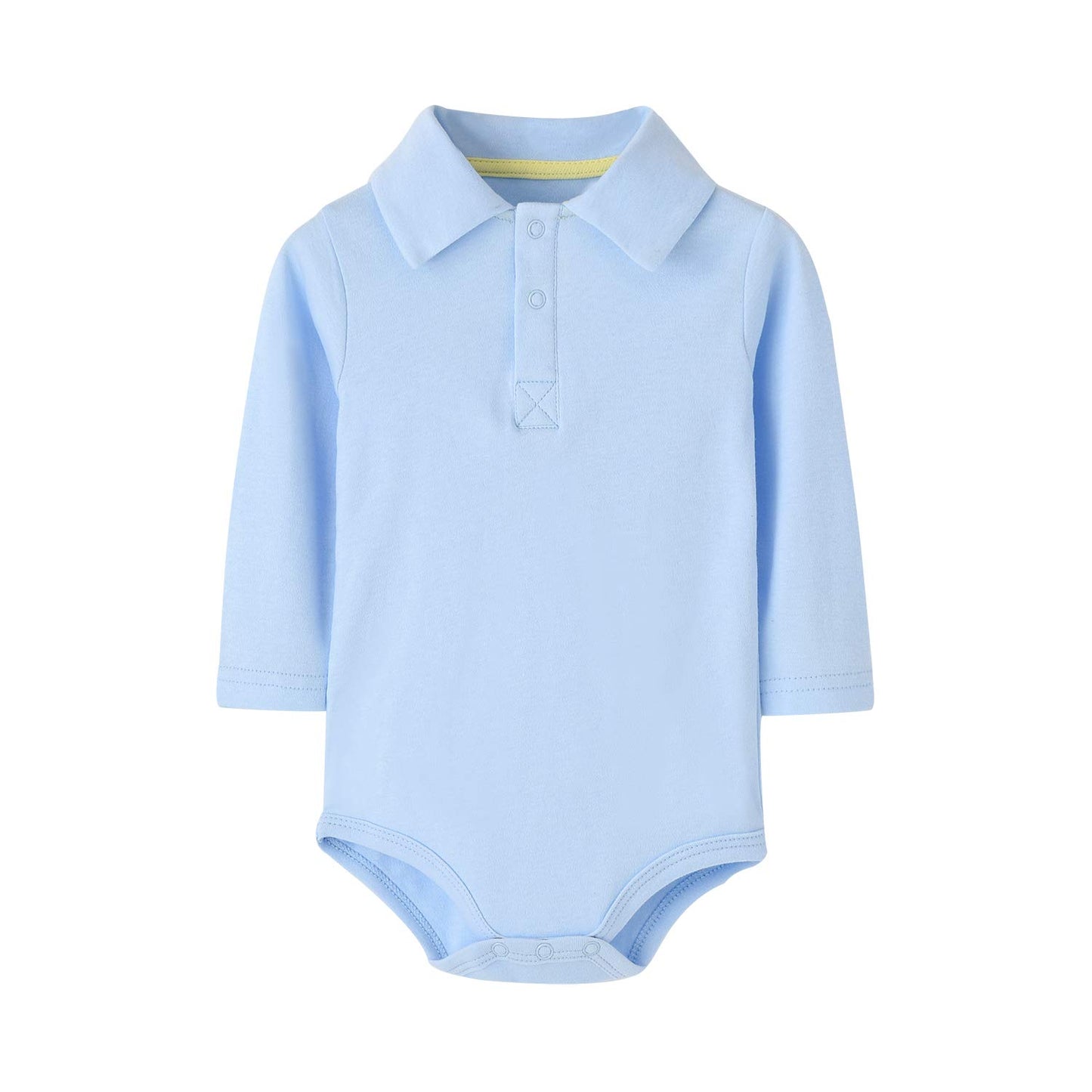 Teach Leanbh Infant Baby Polo Bodysuit Cotton Long Sleeve Pure Color Shirt 3-24 Months (12 Months, Baby Blue)