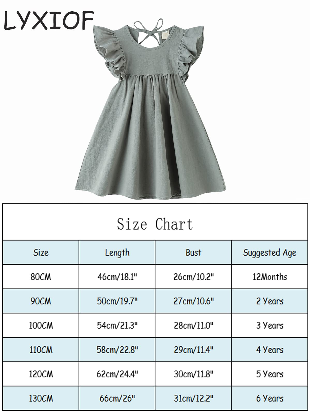 Lyxiof Toddler Baby Girl Cotton Linen Dress Ruffle Sleeve Halter Sleeveless Kids Casual Beach Dresses White 90Cm