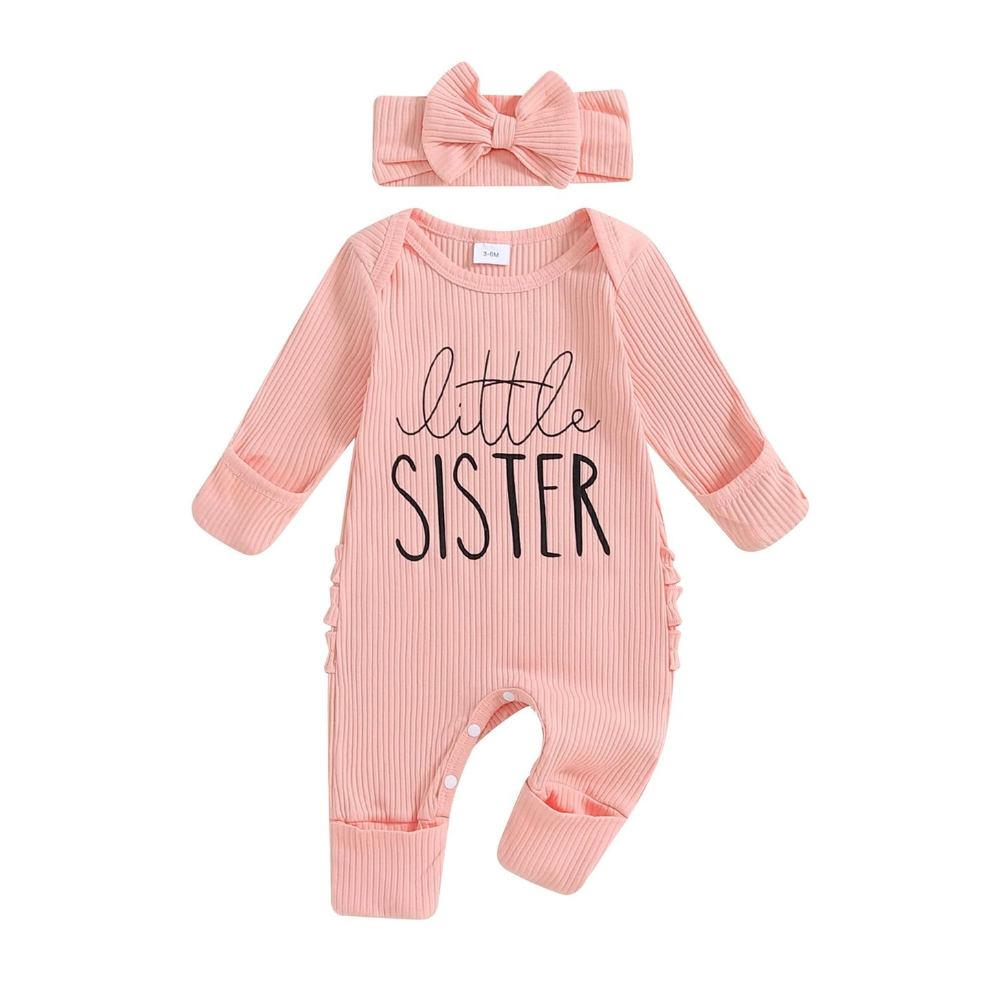 citgeett Baby Girl Clothes Newborn Little Sister/Hello World Outfit Long Sleeve Romper Jumpsuit Preemie Baby Girl Clothes (littl