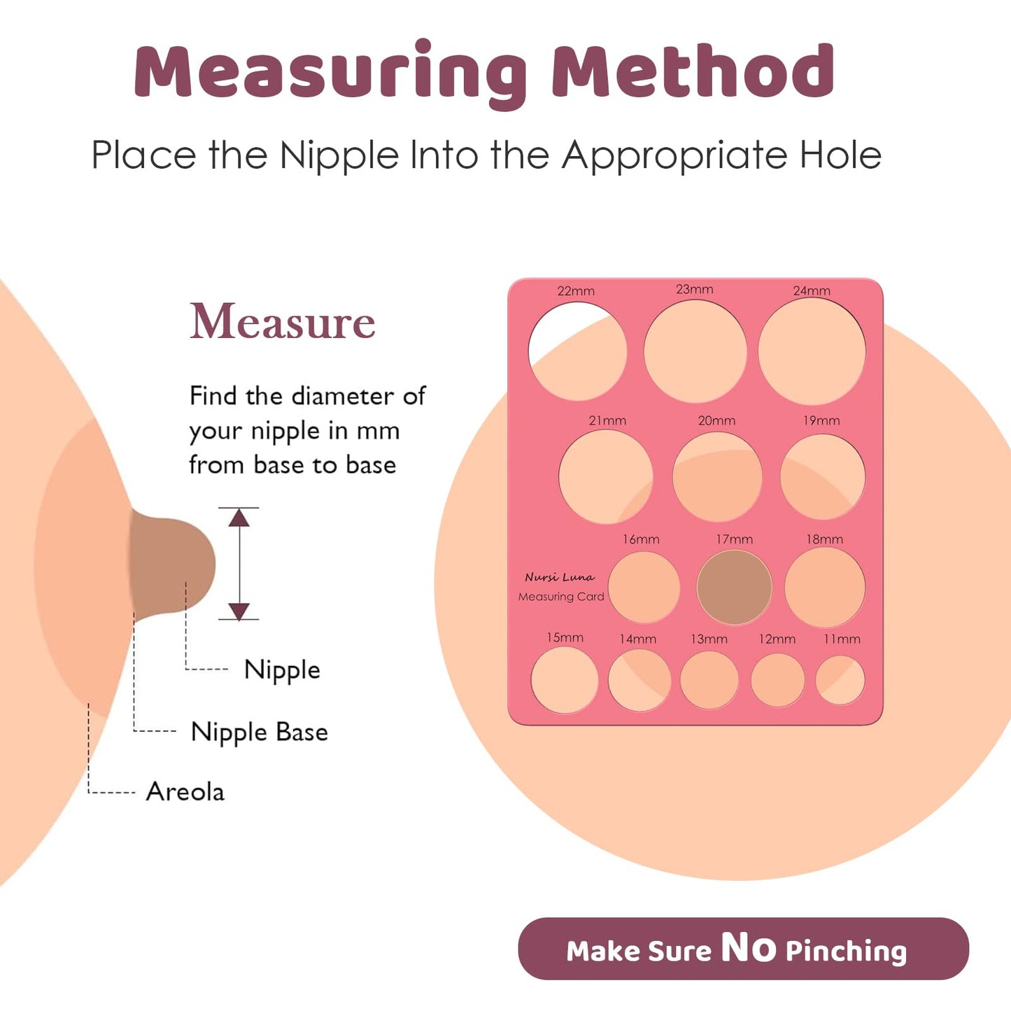 Flange Sizing Kit With 10Pcs Flange Inserts 13/15/17/19/21Mm And Nipple Measurement Tool For Flanges, Silicone Breast Pump Flang