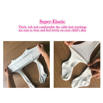 Cecorc Baby Tights - Thick Toddlers Girl Leggings-Seamless Cable Knit Cotton Stockings - Kids Pantyhose, 5-6 Years,3 Pack (Grey/