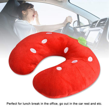 Fdit U-Shaped Pillow Soft Pp Cotton Cute Pattern For Baby Kids Travel Seat Neck Rest(Strawberry)