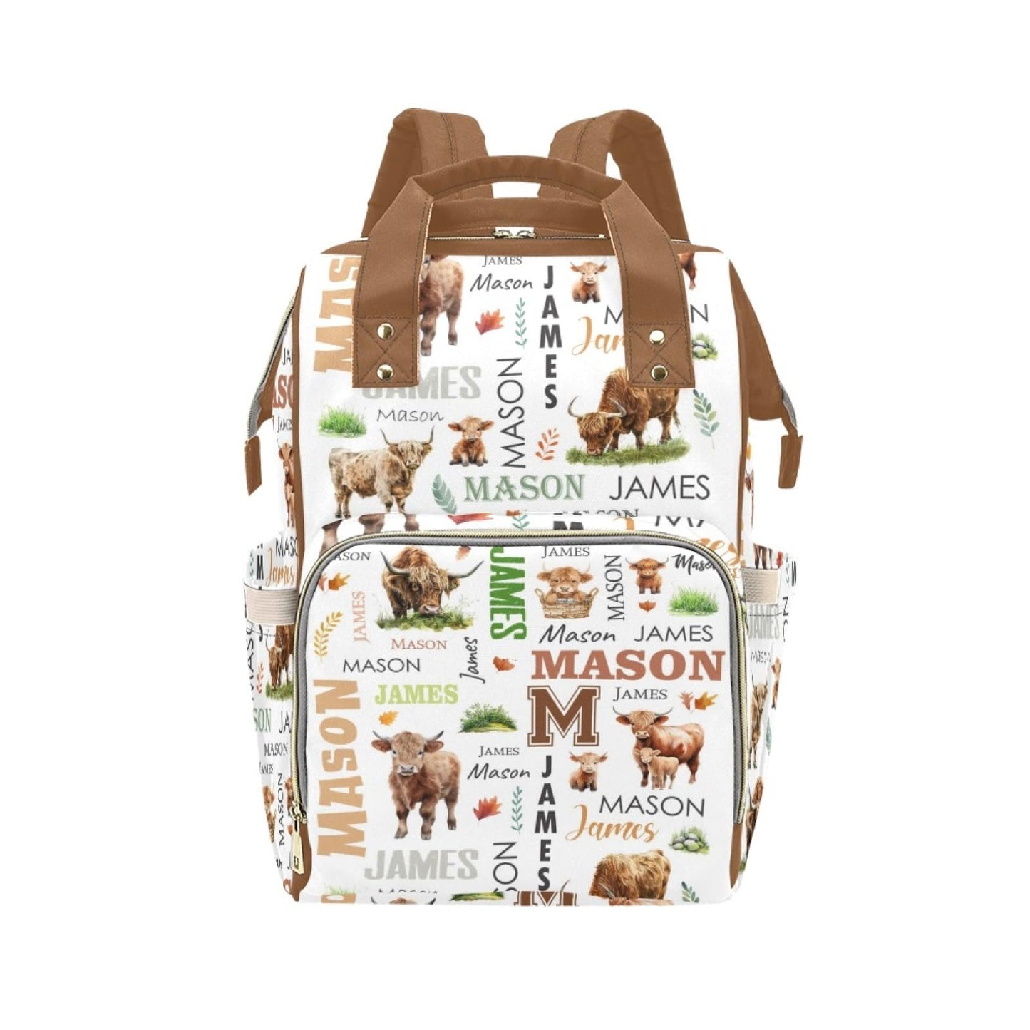 Personalized Diaper Bag Backpack for Women, Custom Nursing Mommy Daypack with Name, Diaper Bag for Girls Boys, New Mom Gifts (Hi