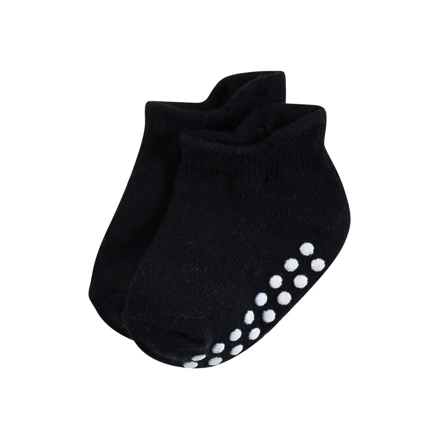 Hudson Baby Unisex Baby Non-Skid No-Show Socks, Black, 12-24 Months