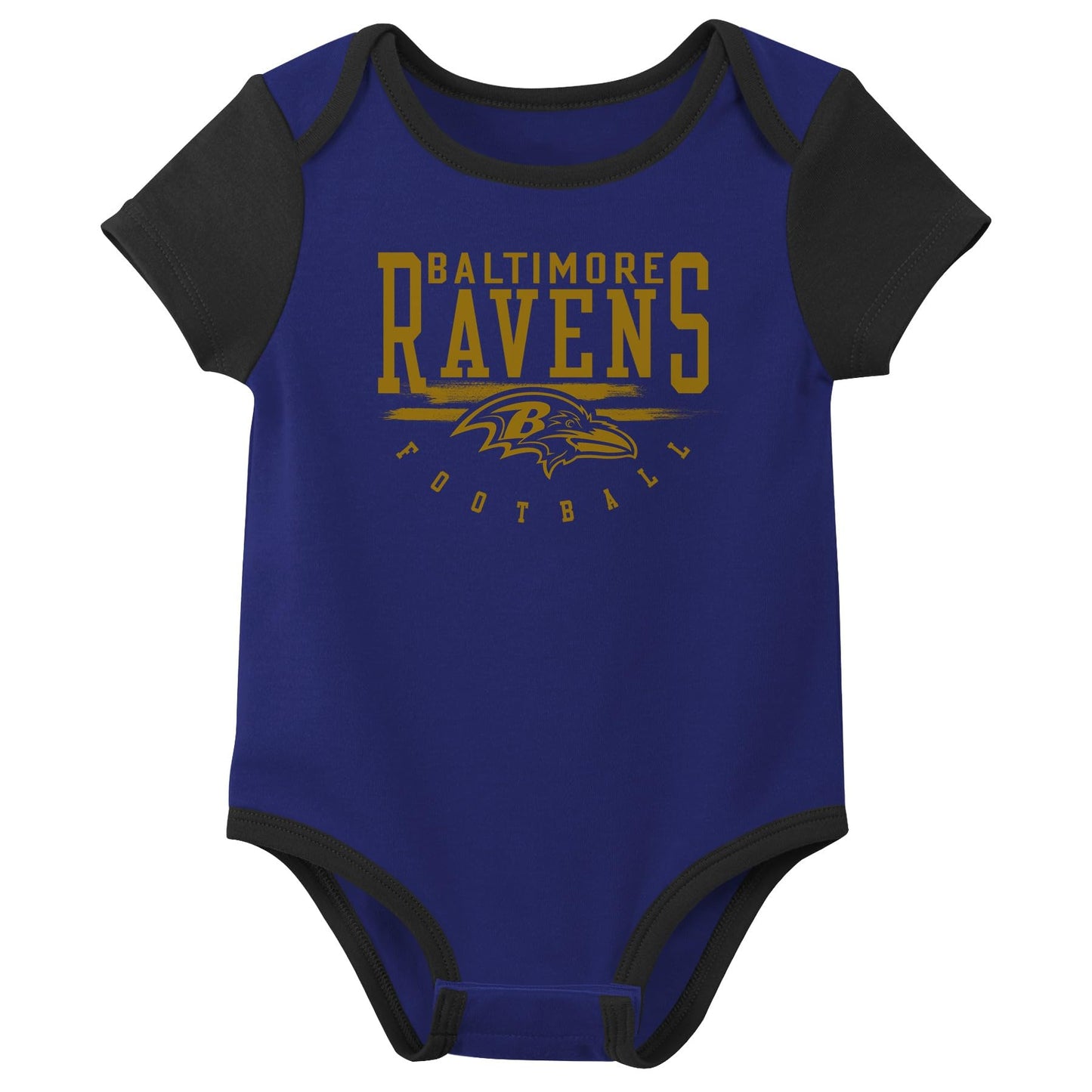 Outerstuff Nfl Newborn Baby And Infant Short Sleeve Bodysuit Variety 3-Pack - Baltimore Ravens, 12M