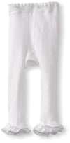 Jefferies Socks Baby Girls Ruffle Footless Infant And Toddler Tights, White, 0-6 Months Us