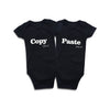Defahn Twins Baby Bodysuits Clothes Boys Girls Short Sleeve Outfits -Copy And Paste (Black 02, 3-6 Months)