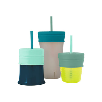 Boon Snug Silicone Sippy Cup Lids And Straws - Includes 3 Lids And 3 Straws - Convert Any Kids Cups Or Toddler Cups Into Straw S