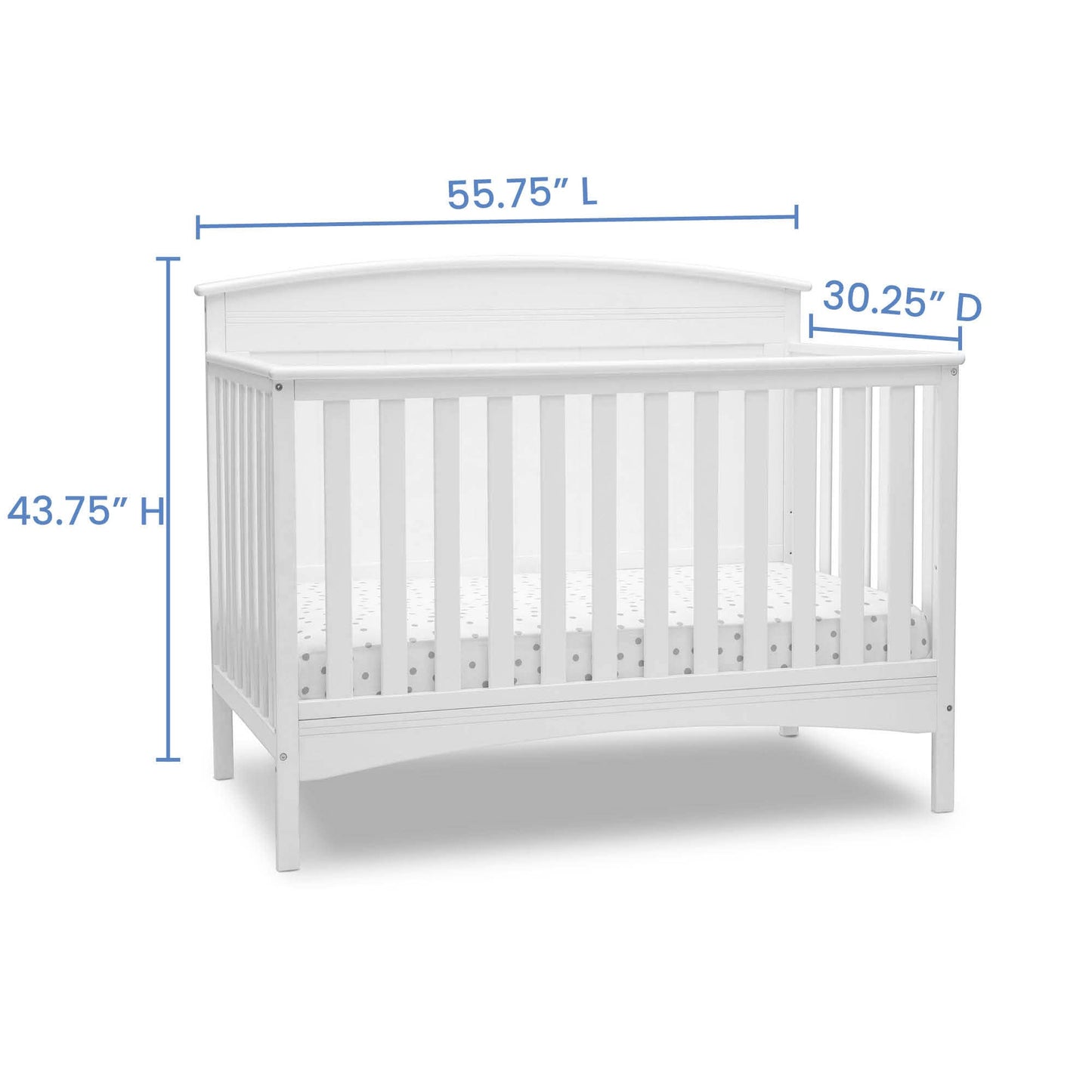 Delta Children Archer Solid Panel 4-In-1 Convertible Baby Crib - Greenguard Gold Certified, Bianca White