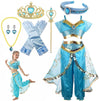 Girls Jasmine Costume Arabian Princess Jasmine Cosplay Costume With Headband Accessories Halloween Party Dress Up Costume For Ki