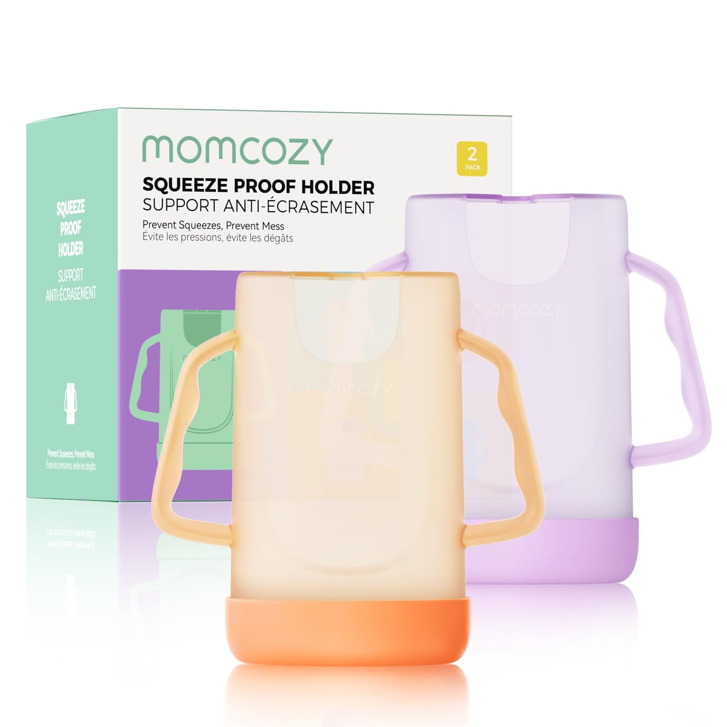 Momcozy Baby Pouch Holder No Squeeze, Baby Food & Juice Box Holder, Mess-Free, Easy Grip for Self-Feeding, BPA-Free & DEHP-Free,