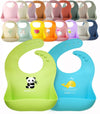 Ymcf Products 2-Pack Waterproof Silicone Baby Bib Lightweight Comfortable Easy-Wipe Clean (Green/Blue, Large)
