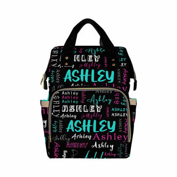 Artsadd Custom Monogram Diaper Back Pack With Thermal Pockets, Blue And Pink Travel Backpack Customized Baby Bags With Name Gift