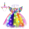 Unicorn Birthday Party Decorations Dress For Girls Gifts For 5 6 Years Old Led Light Up Princess Costume Halloween Christmas Out