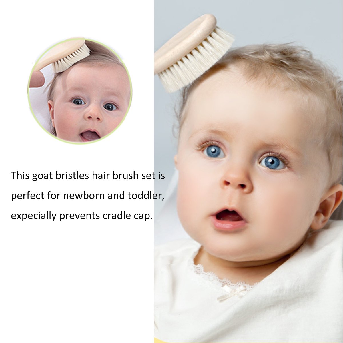 Yarramodes Baby Goat Hair Brush And Comb Set For Newborns & Toddlers| Eco-Friendly Safe Brush | Natural Wooden Comb | Soft Brist
