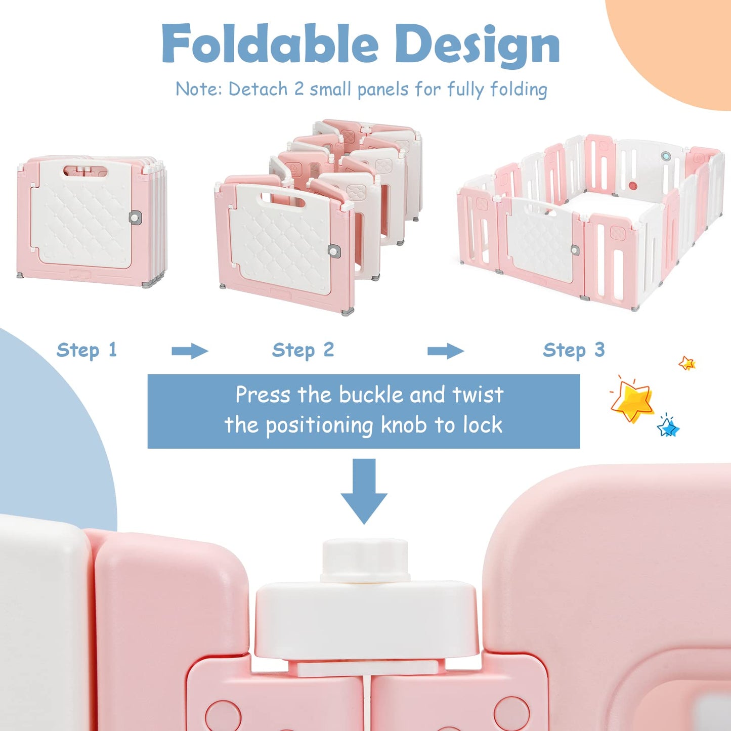 Costzon Baby Playpen, 16-Panel Extra Large Playpen For Babies And Toddlers, Foldable Activity Play Center With Safety Gate, Whit