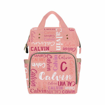 Artsadd Custom Name Diaper Bag Mommy Nappy Bags, Personalized Pink Monogram Handbags Large Capacity Multi-Function Nursing Bags