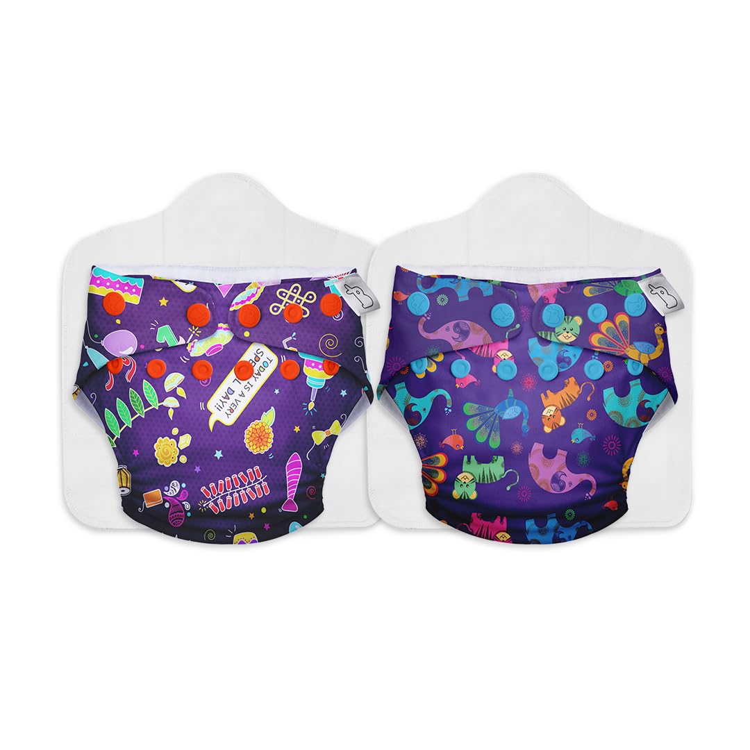 Superbottoms Combo Pack Of 2 Freesize Uno Reusable Waterproof Adjustable Cloth Diaper For Babies From 517Kgs With Dry Feel Or