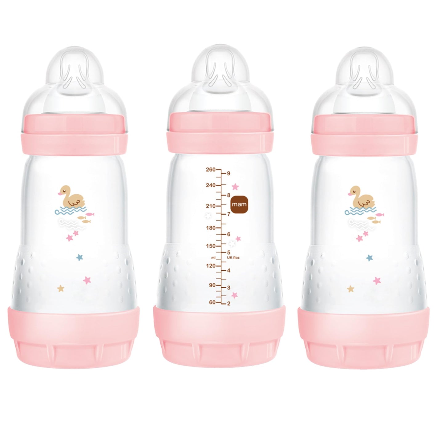 Mam Easy Start Anti-Colic Bottle , Baby Essentials, Medium Flow Bottles With Silicone Nipple, Baby Bottles For Baby Girl, Peach,