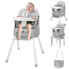 4 In 1 Portable Baby High Chair,Convertible Highchair For Babies & Toddlers-Foldable Infant Booster Seat,Carry Small Box,Dining