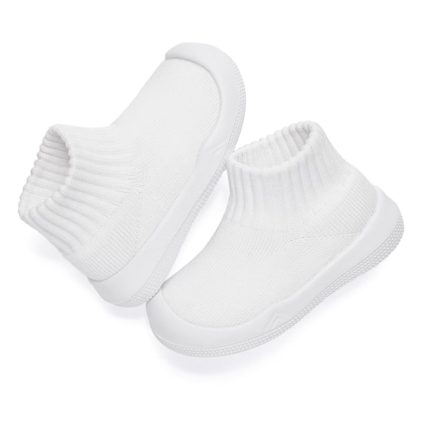 Eashi Toddler Shoes Girls Boys Sock Shoes Toddler Dress Shoes Baby Walking Shoes Slip On Size 8.5 White