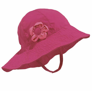 Raspberry Baby Sun Hat With Flower By Sun Smarties, Size Xs, Ages 6-12 Mo.