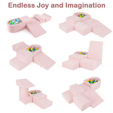 Infans Climbing Toys For Toddlers, Foam Climbing Blocks And Ball Pit For Baby, 5Pc Kids Climb And Crawl Block Activity Structure