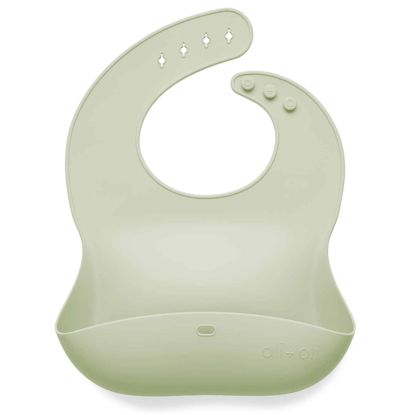 Ali+Oli Silicone Bib (Sage) Waterproof Silicone Bibs for Babies & Toddlers, Adjustable Baby Feeding Bib, Food-Grade Silicone Bib