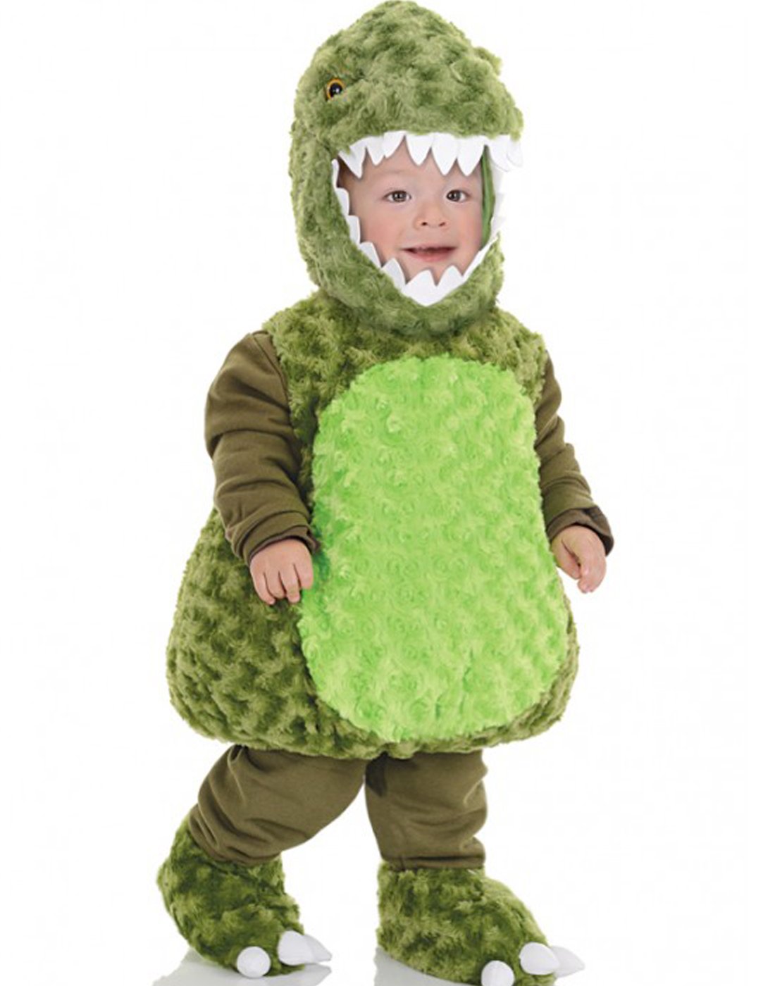 Underwraps Jumpsuit Toddlers T-Rex Belly Babies Costume, Green, Medium (18-24)