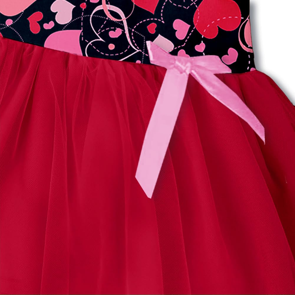 Toddler Girl Valentines Day Tutu Dress Holiday Long Sleeve Love Heart Red Outfits 3-4T