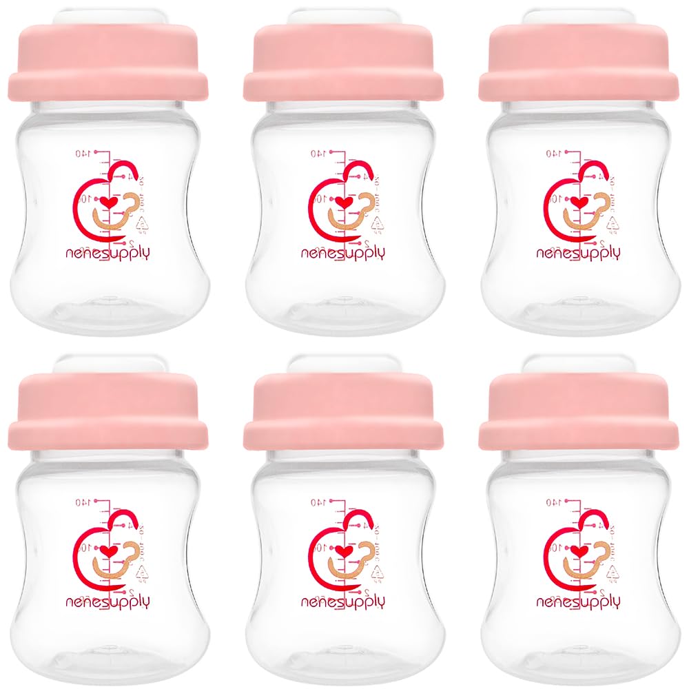 Nenesupply Storage Bottles Collection Bottles for Spectra S1 S2 Motif Luna Breast Pumps 6 pc 4.7oz 140ml With Collar and Sealing