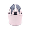 Easter Baskets Seersucker Easter Bunny Bag Bucket For Easter Egg Hunt Bunny Ears Design (Pink)