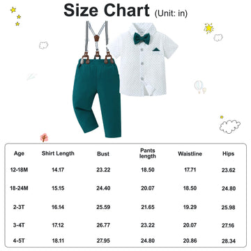Disaur Baby Boy Clothes Suits, 1-5T Toddler Dress Short Shirt With Bowtie + Suspender Pants Outfit Sets Gentleman Wedding