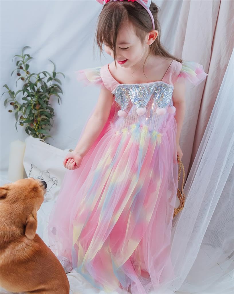 Dressy Daisy Little Girls Unicorn Birthday Party Rainbow Princess Costume Pageant Fancy Tulle Dress With Headband And Birthday S