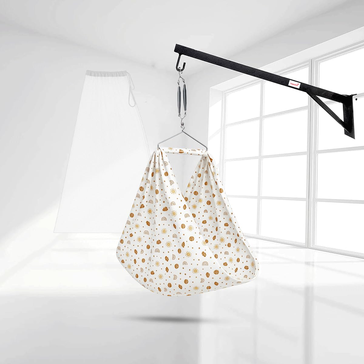 Happykid Pack Of 5 Set | Cloth, Mosquito Net, Spring, Triangle & Window Hanger | Up To 25 Kg | White (Galaxy Print)