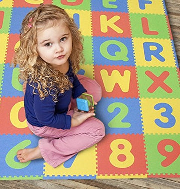 Tadpoles Foam Playmats For Kids, 36 Interlocking Tiles Teach The Abcs And Numbers 0-9, For Ages 3 And Up, Colors: Pink/Purple, 3
