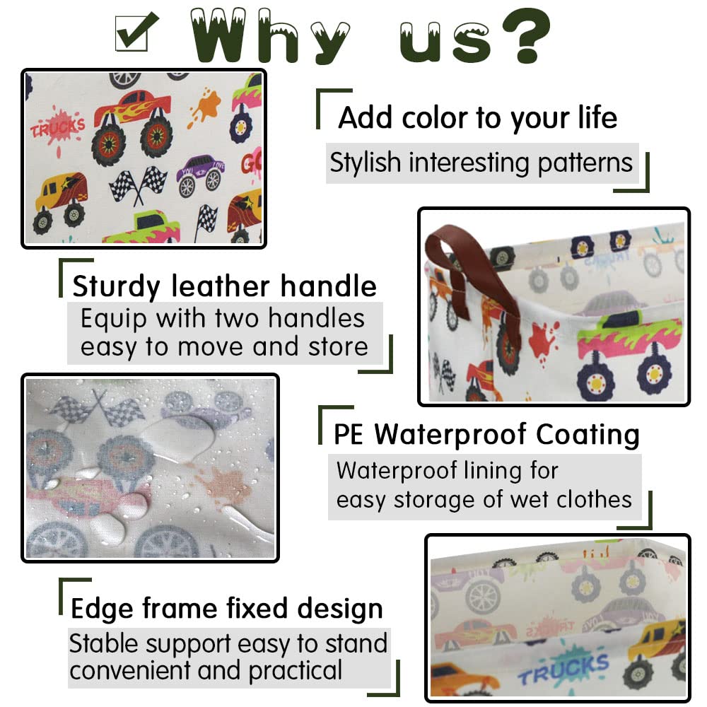 Fxocshe Rectangular Storage Basket With Handles Basket,Baby Room Decor,Cute Pattern Storage Bin,Kids Toy Basket Foldable Nursery