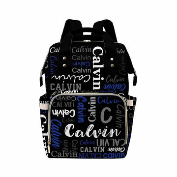Personalized Backpack With Name, Custom Diaper Bag Text Name Logo Black Fashion Daycare Bag Mummy Nursing Baby Bags Shoulder Bag