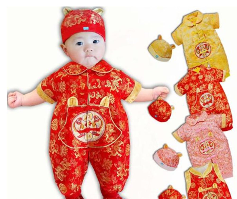Crb Fashion Baby Newborn Boy Girls Chinese New Years Asian Shirt Outfit (2 To 4 Months, Short Sleeves Dragon)