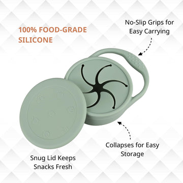 Nothomme Snack Containers, Silicone Snack Cups For 6-12 Months Toddlers - Pack Of 2 Food Grade Silicone Snack Cups With Grip Han