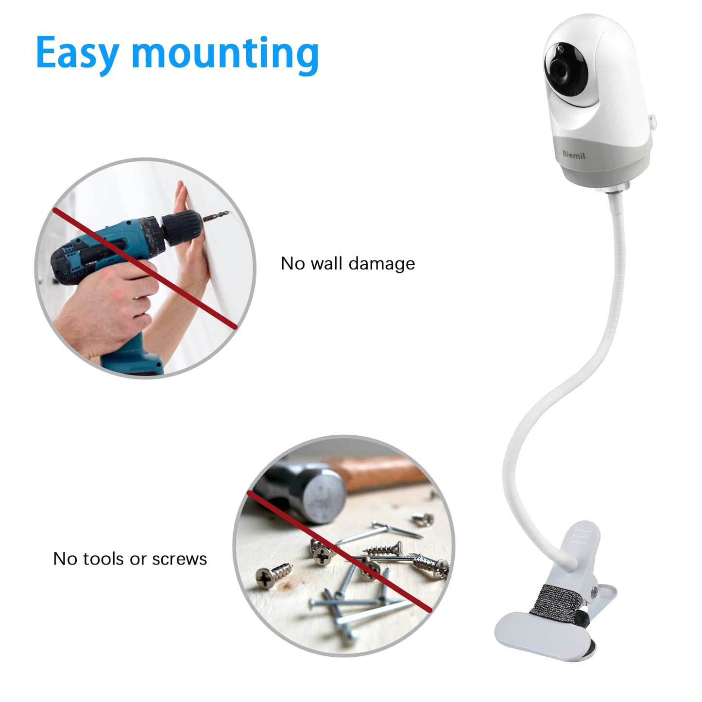 Holaca Flexible Clip Mount For Hellobaby Hb6550/Hb65/Hb66/Hb248, Blemil Baby Bl9052-2,Juan2215 And Vtimes302 Baby Monitor Camera