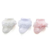 Epeius 3 Pairs Baby-Girls Eyelet Turn Cuff Ruffle Frilly Lace Socks Infants Girls Triple Lace Dressy Socks Gift Box White/Cream/